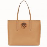 Fendi Women Leather Logo Shopper Bag-Sandy