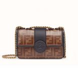 Fendi Women Mini Double F Brown Canvas Bag