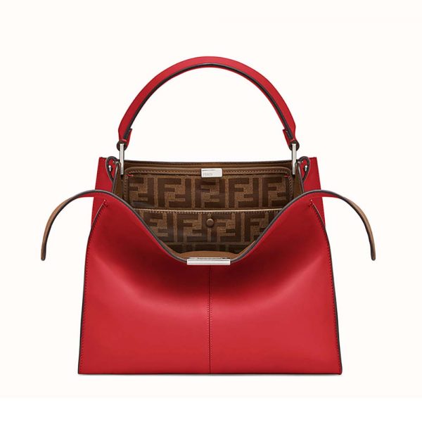 Fendi Women Peekaboo X-Lite Regular Leather Bag-Red