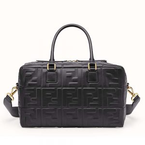 Fendi Women Small Boston Leather Bag in Large Size-Black