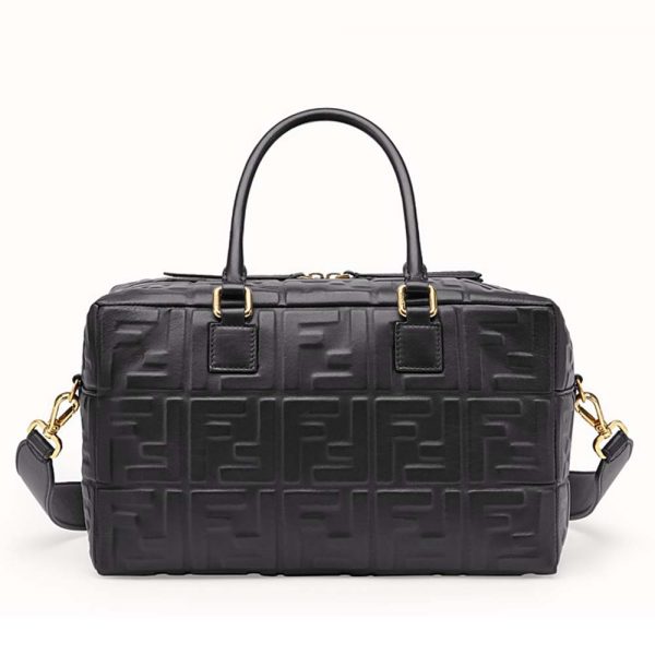 Fendi Women Small Boston Leather Bag in Large Size-Black