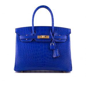 Hermes Birkin 30 Bag in Alligator Leather with Gold Hardware-Navy