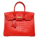 Hermes Birkin 30 Bag in Alligator Leather with Gold Hardware-Red