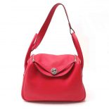 Hermes Lindy 30 Top Flap Leather Bag with Strap-Red