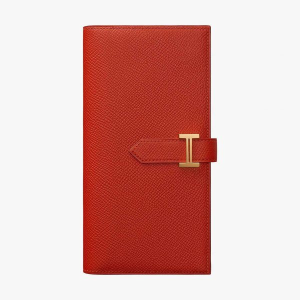 Hermes Medium Bearn Wallet in Epsom Calfskin Leather-Maroon