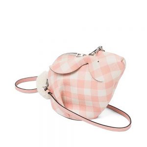 Loewe Women Bunny Gingham Mini Bag Salmon in Calfskin