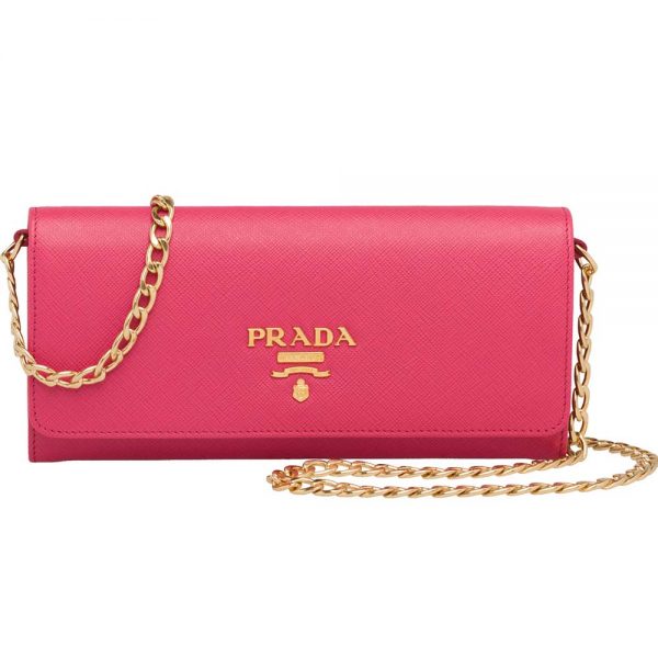 Prada Women Leather Shoulder Bag in Saffiano-Rose