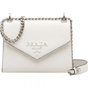 Prada Women Monochrome Saffiano Leather Bag-Beige