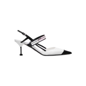 Prada Women Two-Tone Leather Slingbacks Shoes-White