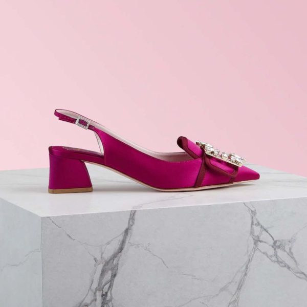 Roger Vivier Women Broche Vivier Sling Back Pumps-Rose