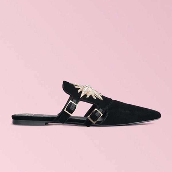 Roger Vivier Women Shoes Star Strass Mules in Velvet-Black