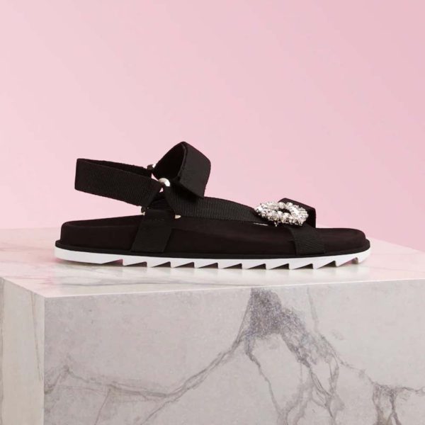 Roger Vivier Women Trekky Viv' Sandals Gros Grain Panels-Black