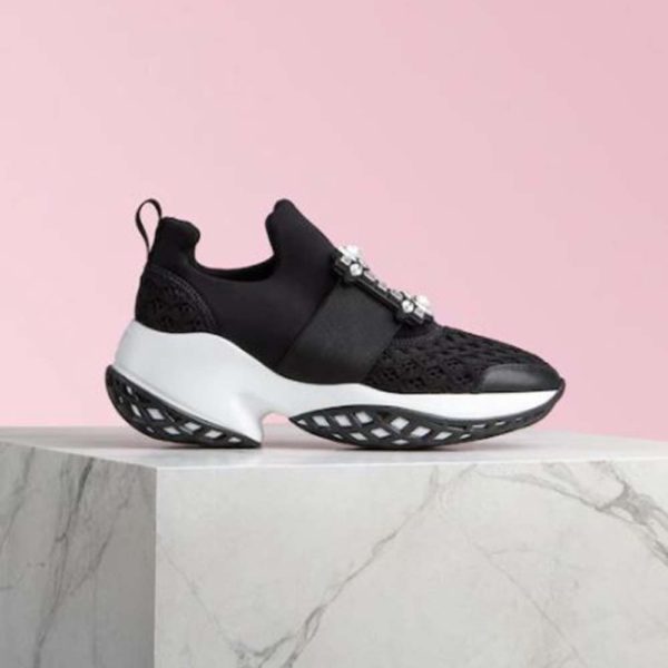 Roger Vivier Women Viv' Run Strass Buckle Sneakers-Black