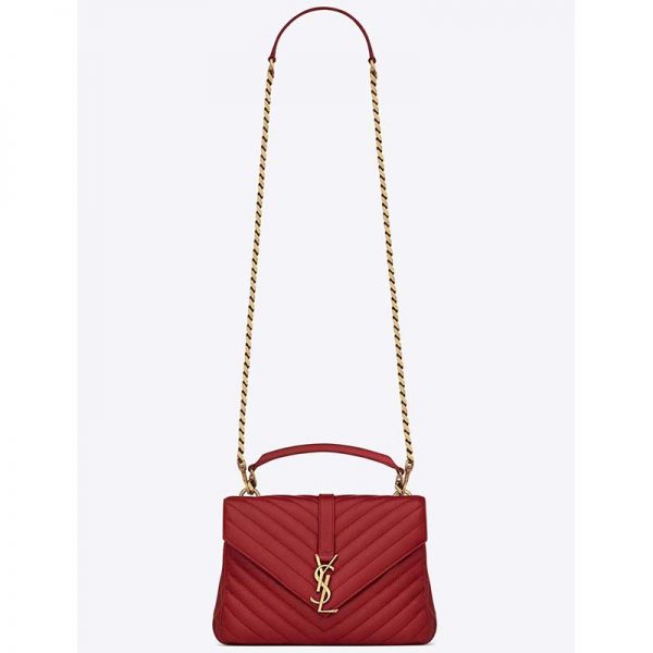 Saint Laurent YSL Classic Medium College Bag Matelasse Leather-Red