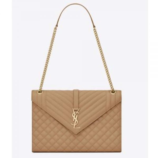 Saint Laurent YSL Women Envelope Large Bag Grain De Poudre-Sandy