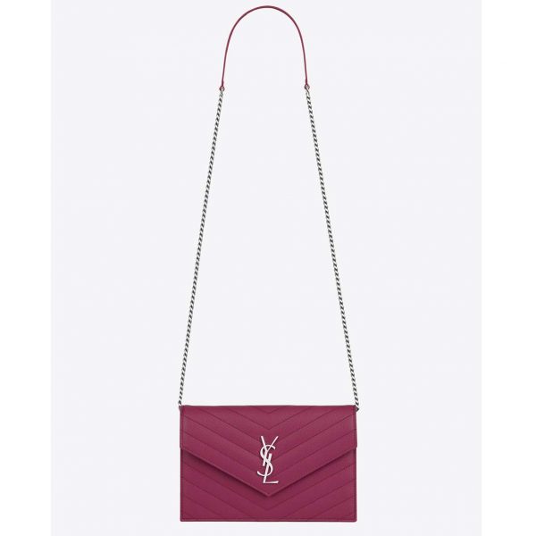 Saint Laurent YSL Medium Monogram Envelope Chain Wallet Gold Hardware-Rose