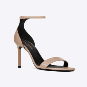 Saint Laurent YSL Women Amber Sandals Patent Leather 8.5cm Heel-Pink