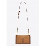 Saint Laurent YSL Women Book Bag Leather and Suede-Brown