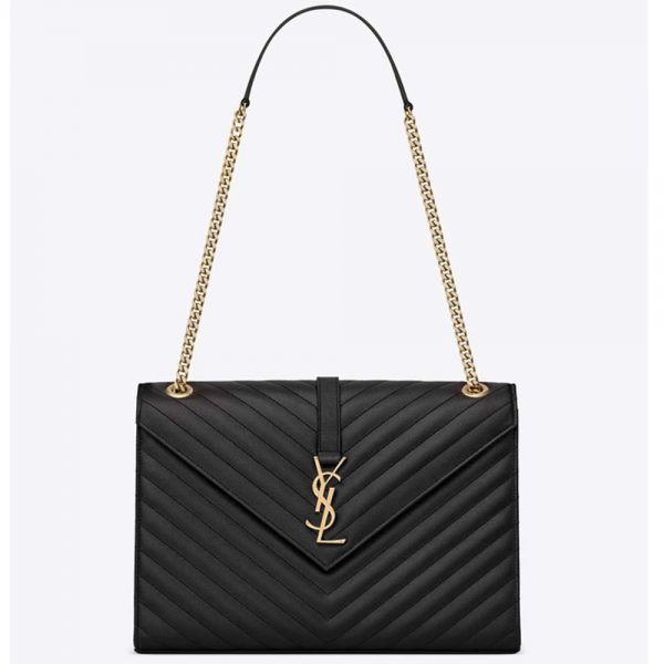 Saint Laurent YSL Women Envelope Large Grain De Poudre Embossed