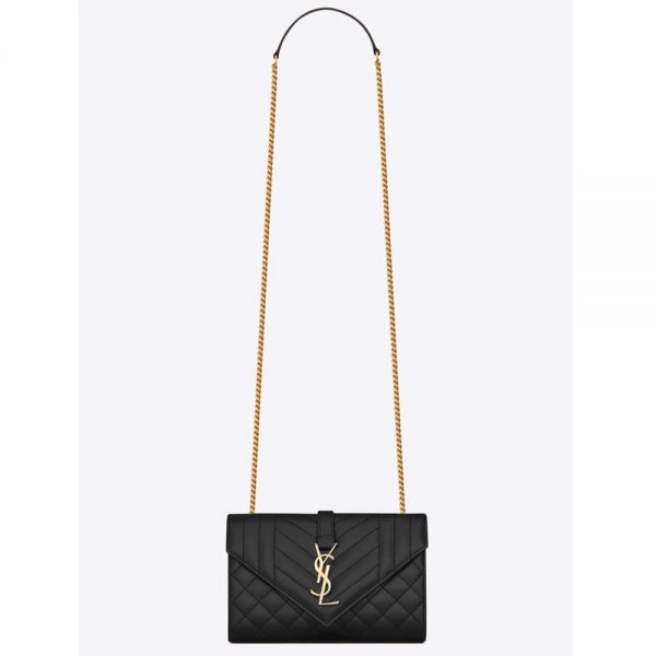 Saint Laurent YSL Women Envelope Small Grain De Poudre Embossed