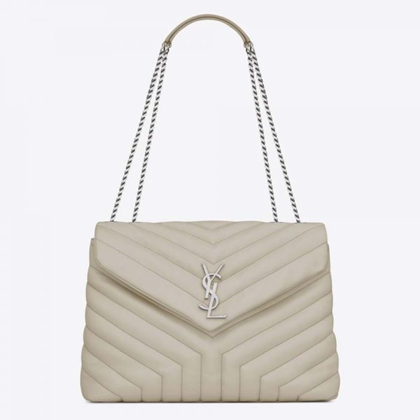 Saint Laurent YSL Women Loulou Medium Matelasse Y Leather-White