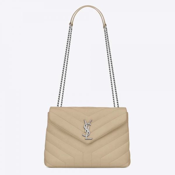 Saint Laurent YSL Women Loulou Small Matelasse Y Leather-Sandy