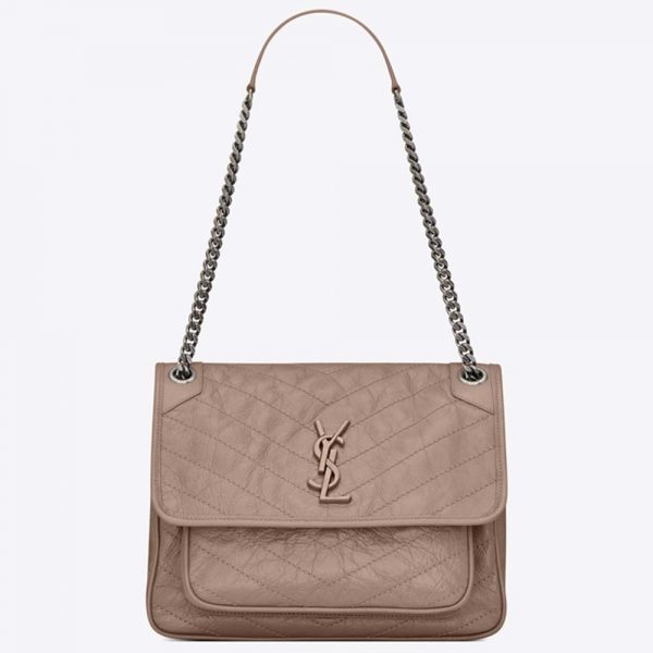 Saint Laurent YSL Women Medium Niki Bag Crinkled Vintage-Sandy
