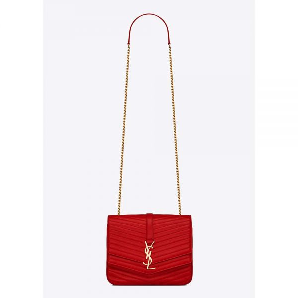 Saint Laurent YSL Women Medium Sulpice in Quilted Lambskin-Red