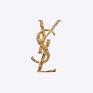 Saint Laurent YSL Women Opyum YSL Crocodile Brooch Gold Brass