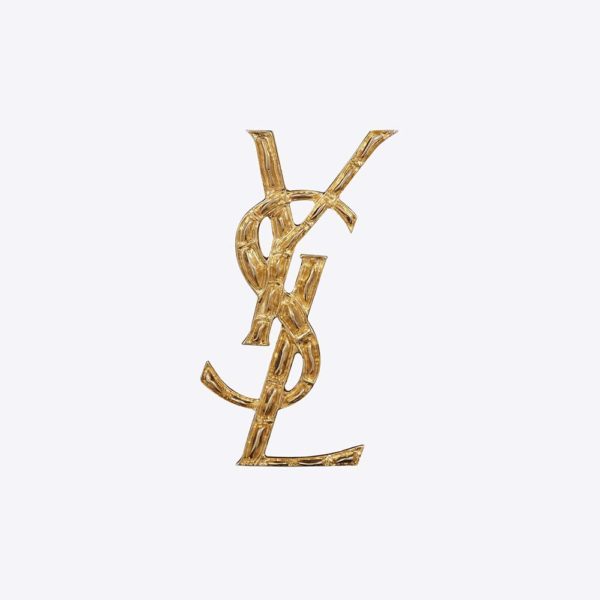 Saint Laurent YSL Women Opyum YSL Crocodile Brooch Gold Brass