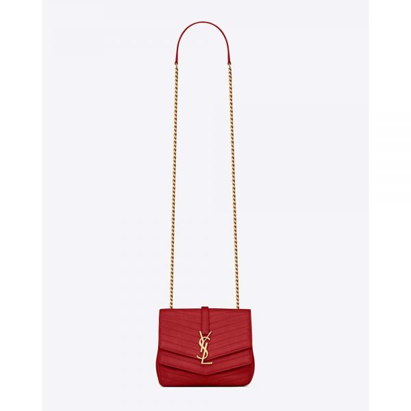Saint Laurent YSL Women Sulpice Small in Matelasse Leather-Red