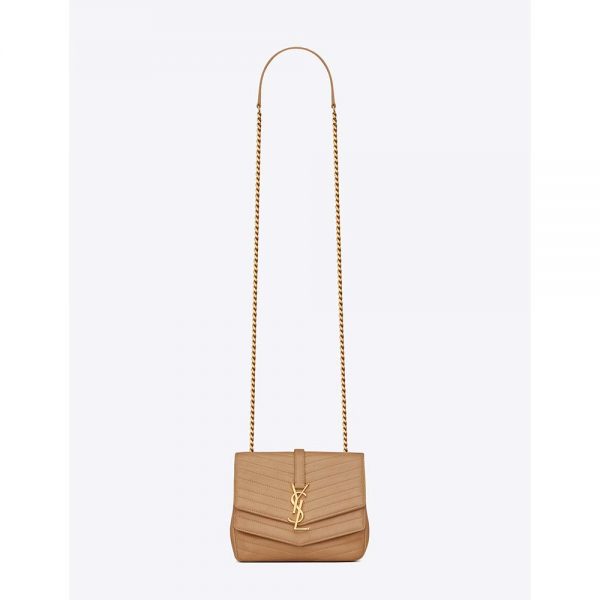 Saint Laurent YSL Women Sulpice Small in Matelasse Leather-Sandy