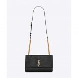 Saint Laurent YSL Women Sunset Medium Supple Crocodile Embossed-Black