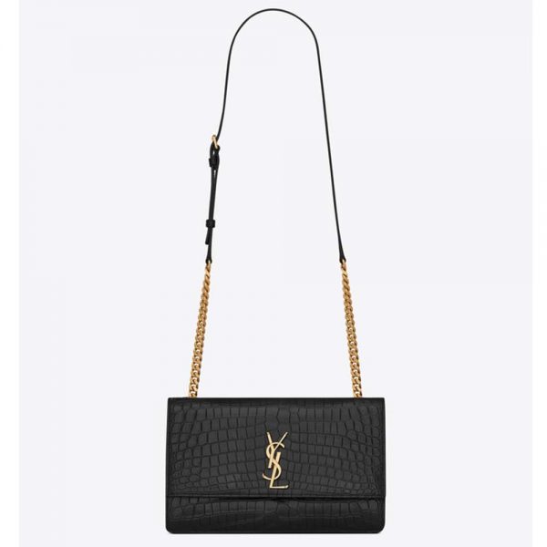Saint Laurent YSL Women Sunset Medium Supple Crocodile Embossed Leather