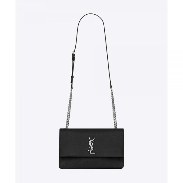 Saint Laurent YSL Women Sunset Medium in Grained Leather-Black