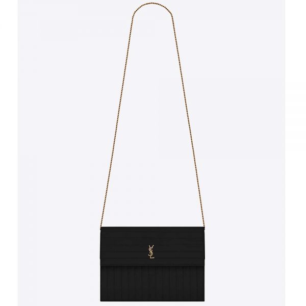 Saint Laurent YSL Women Victoire Chain Bag Crinkled Leather-Black