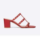 Valentino Women Rockstud Caged Slide Sandal 60MM Heel-Red