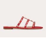 Valentino Women Rockstud Flat Slide Sandal-Red