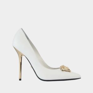 Versace Women Palazzo Pumps Leather Shoes-White