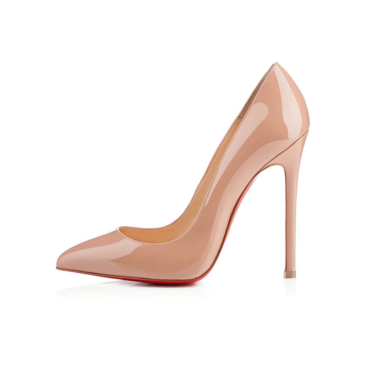 Christian Louboutin Women Pigalle Nude Patent Leather 120mm Shoes Sandy