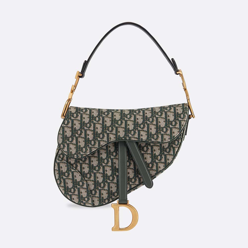 Dior Women Dior Oblique Saddle Bag-Drak Green