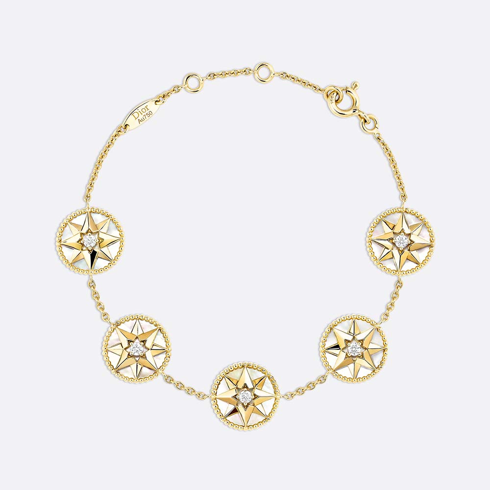 Dior Women Rose Des Vents Bracelet, 18K Yellow Gold, Diamonds and Mother-of-Pearl