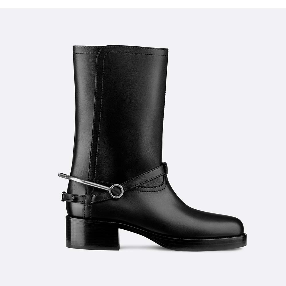 Dior Women Shoes Diorider Calfskin Leather Biker Boot 45 Heel Hight-Black