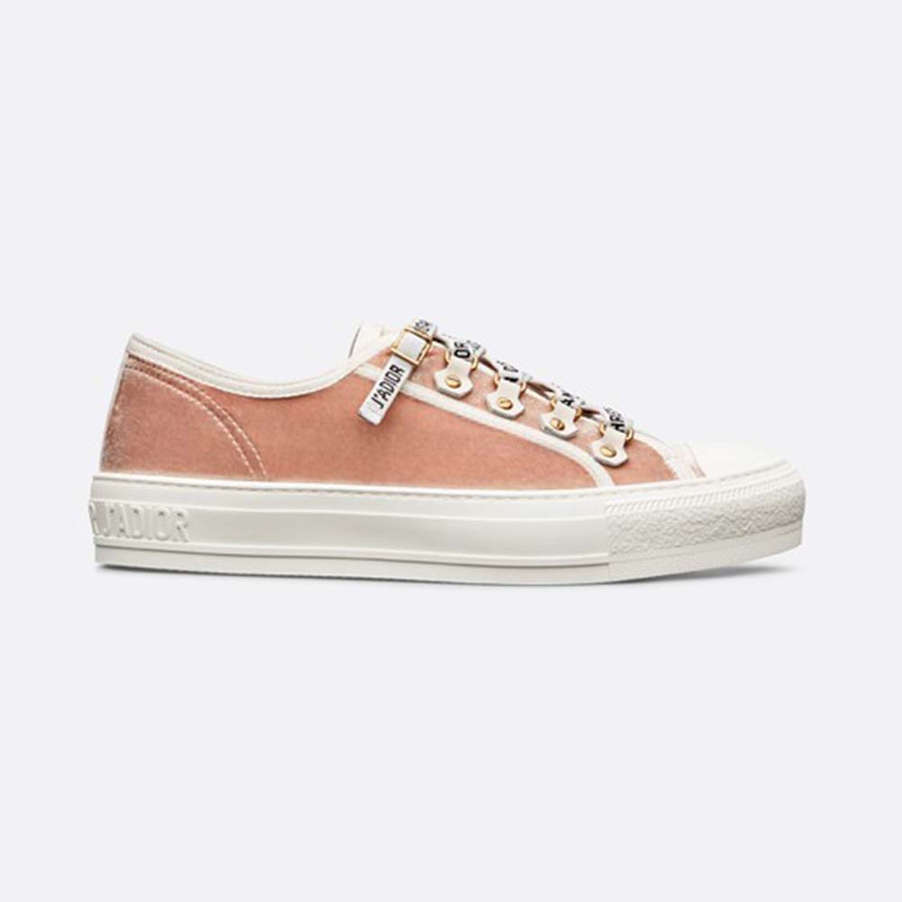 Dior Women Walk'N'Dior Velvet Sneaker Nude "Christian Dior J’dior" Laces