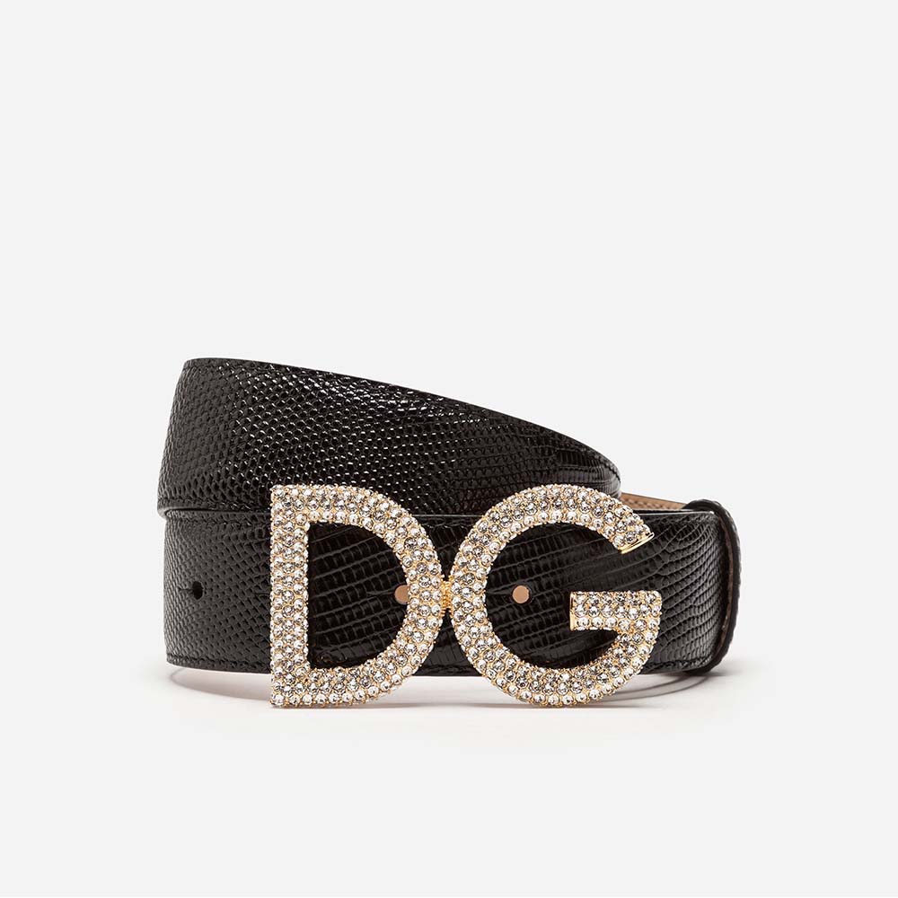 Dolce Gabbana D&G Women Belt in Iguana Print Calfskin