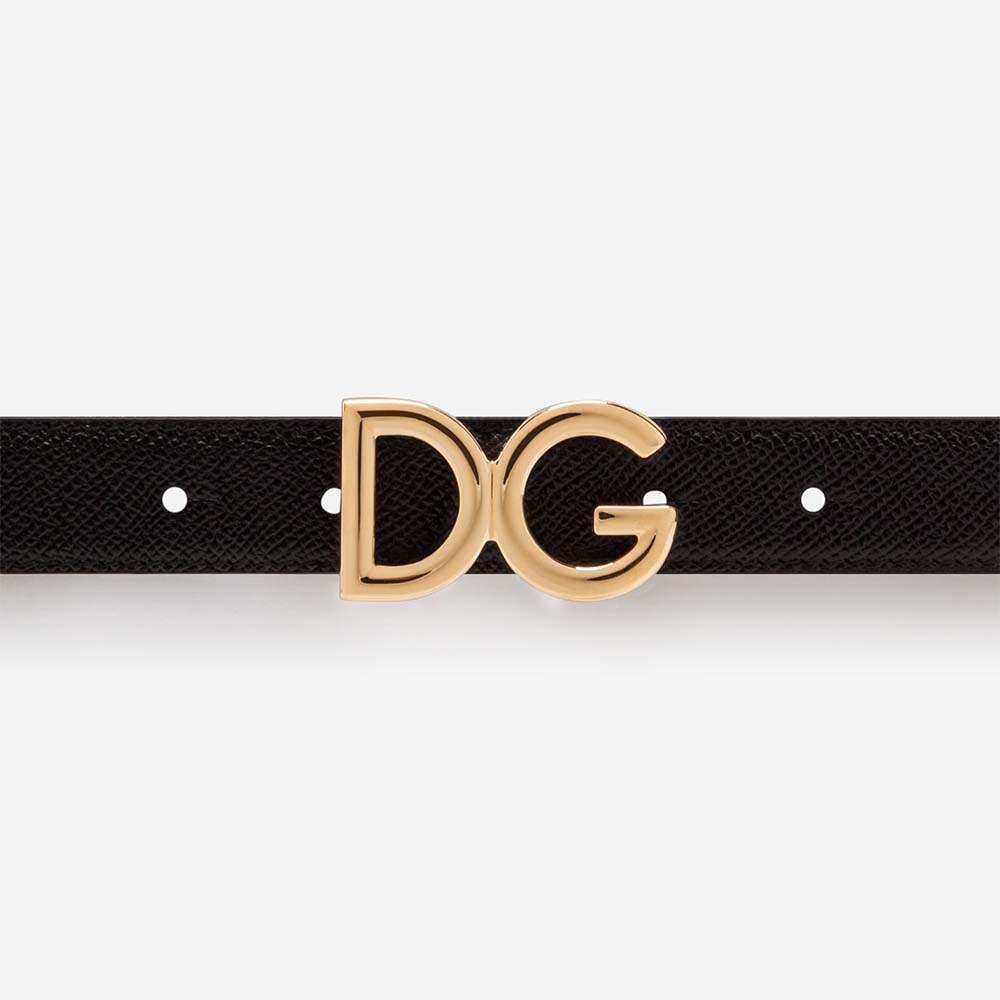 Dolce Gabbana D&G Women Dauphine Calfskin Belt-Black