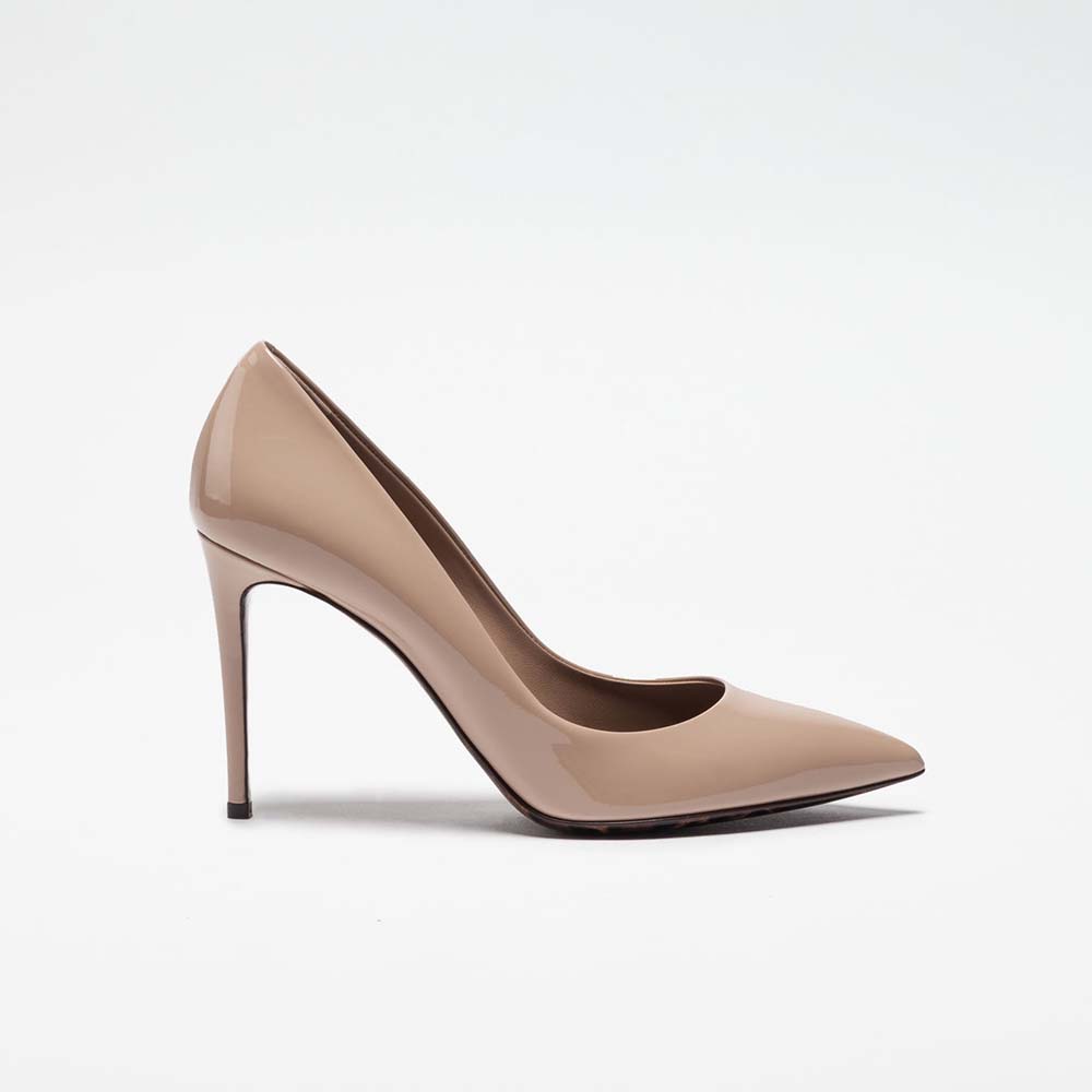 Dolce Gabbana D&G Women Shoes Patent Leather Pump with Leopard Sole 80mm Heel Hight-Sandy