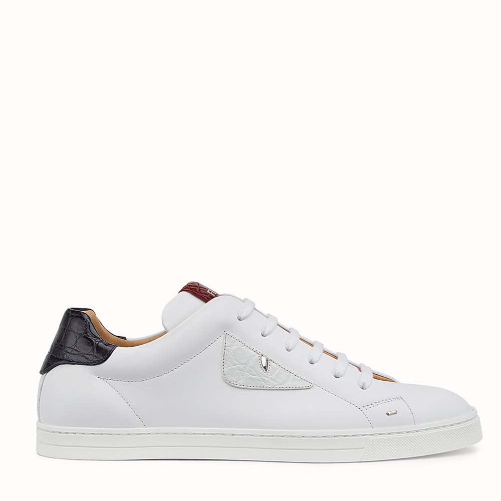 Fendi Men Shoes Sneakers White Leather Low-Tops