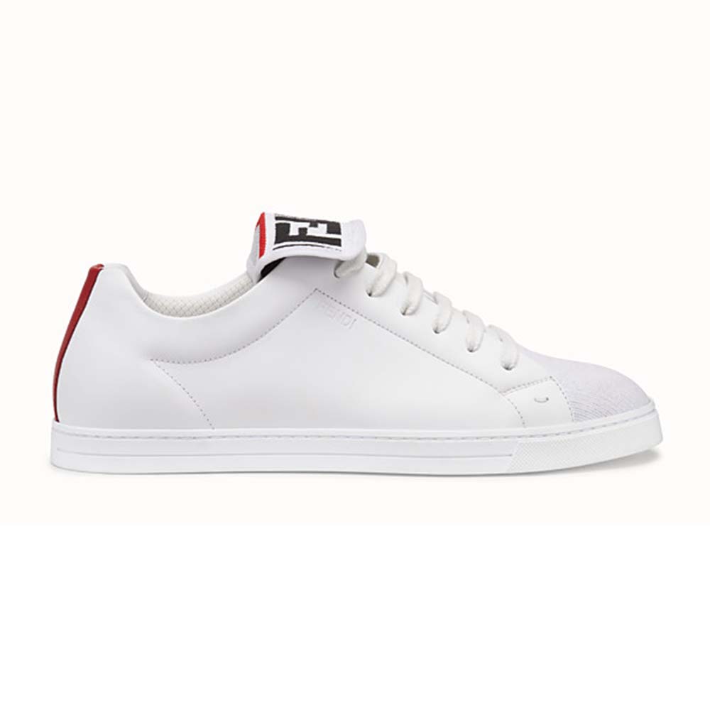 Fendi Men Sneakers Mesh and Leather Low-Tops-White