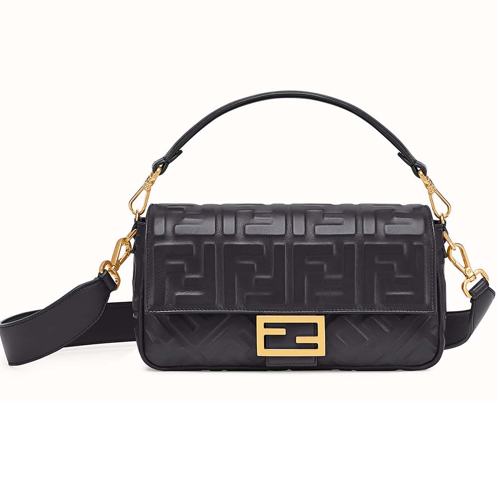 Fendi Women Iconic Baguette Leather Bag in Mini Size-Black